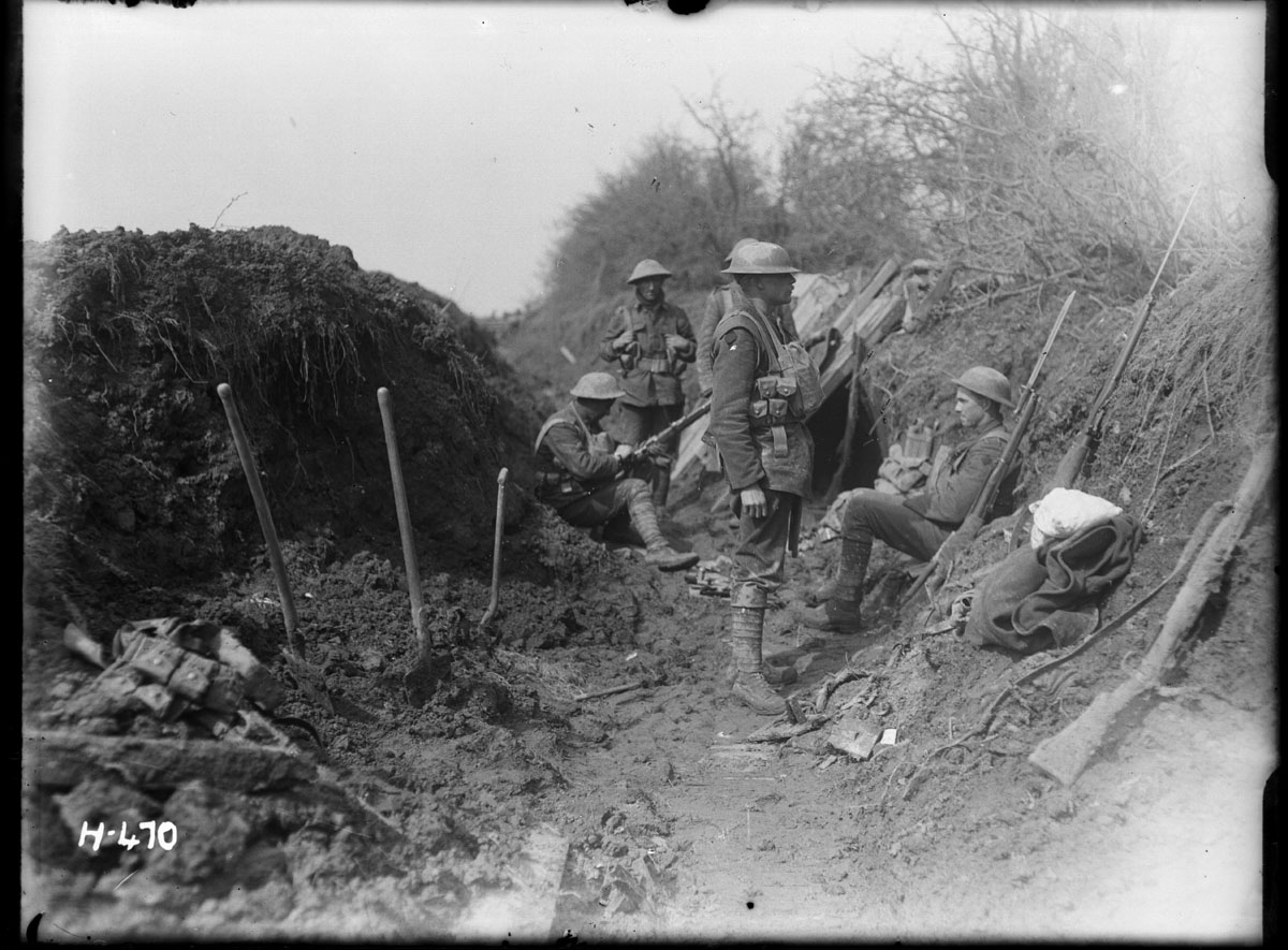 New Zealand section post on the Somme, near Mailly-Maillet, France, 31 March, 1918.